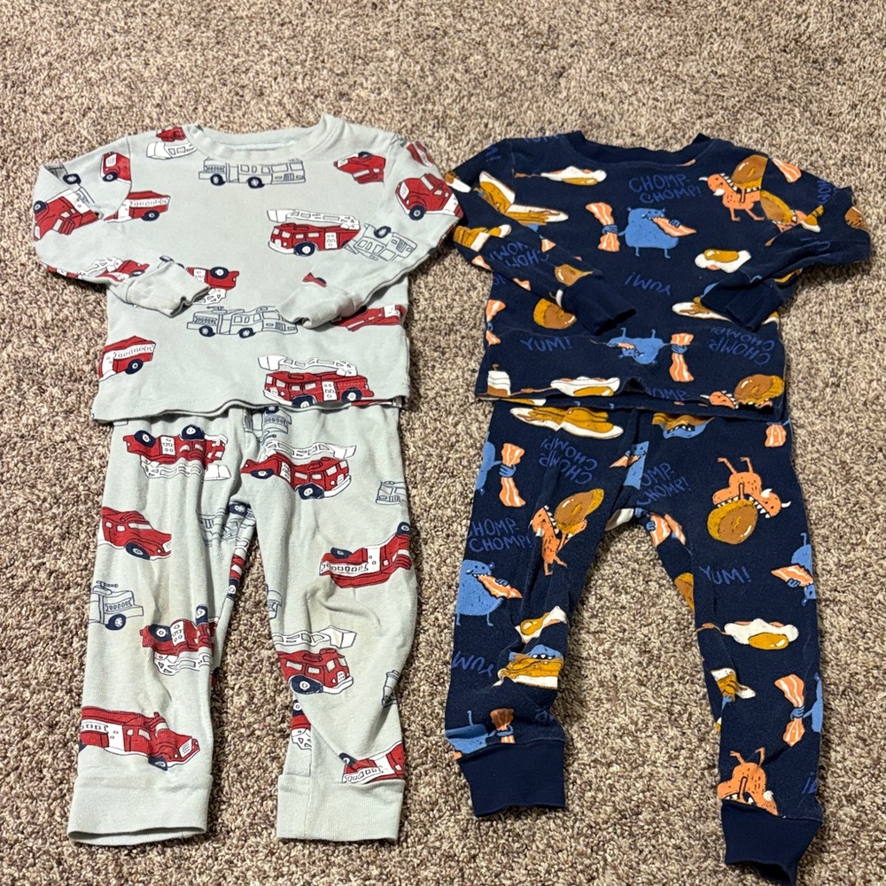 Kids Fire Truck & Monster Pajama Set